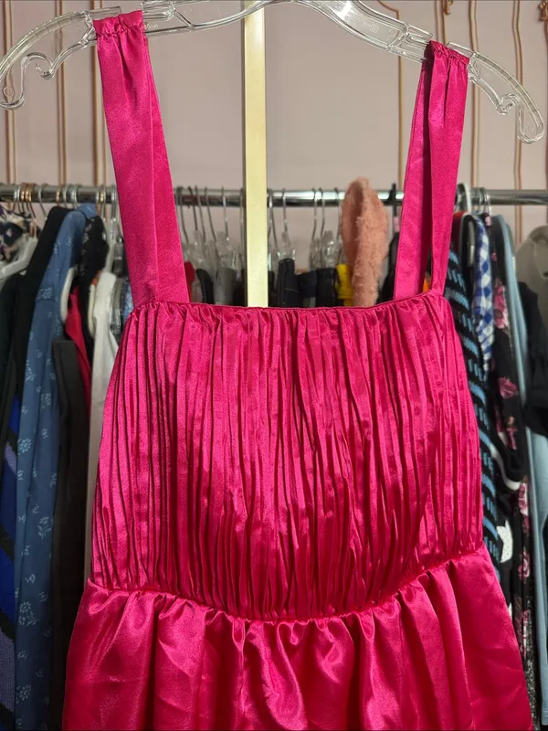 Maeve Anthropologie Bow-Tie Satin Mini Dress Pink. Size 4 - Image 3