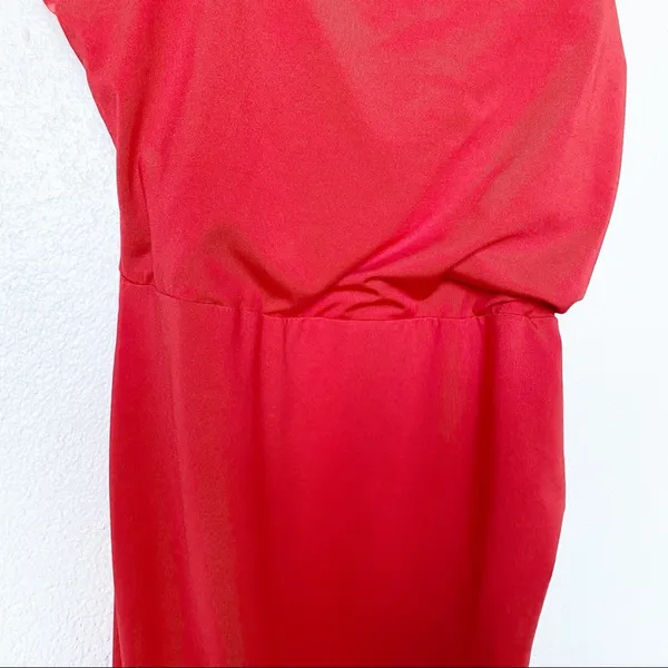 SHEIN Red Side Ruched Dress Size Medium - Image 4