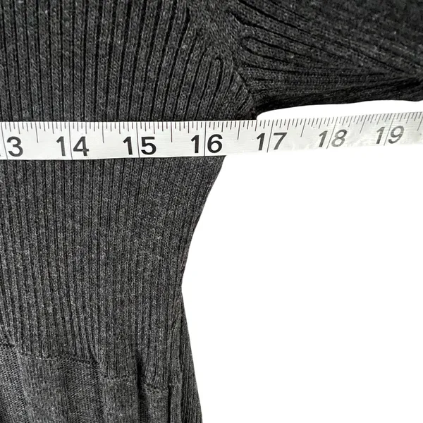 Dana Buchman Sweater Dress With Scarf‎ XL Gray Ribbed Fit Flare Timeless Career - Image 6