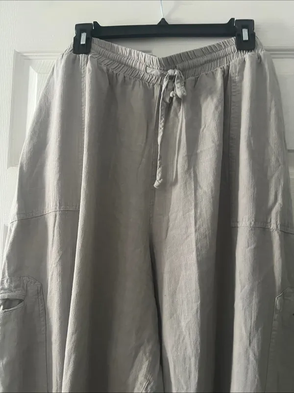 wild fable Wide-Leg Drawstring Cargo Pants - Light Taupe - Image 3