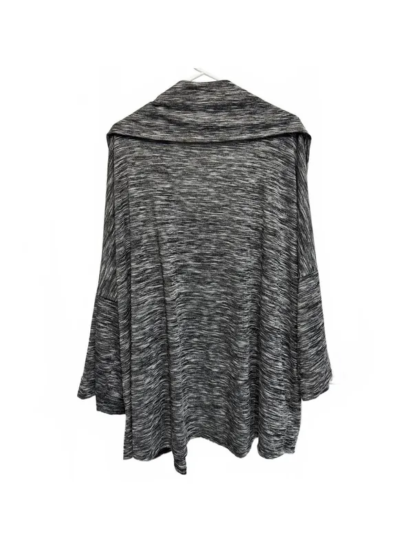 Kate & Mallory Gray Heathered Knit Drop Shoulder Tie Poncho Top Plus Size 3X - Image 4