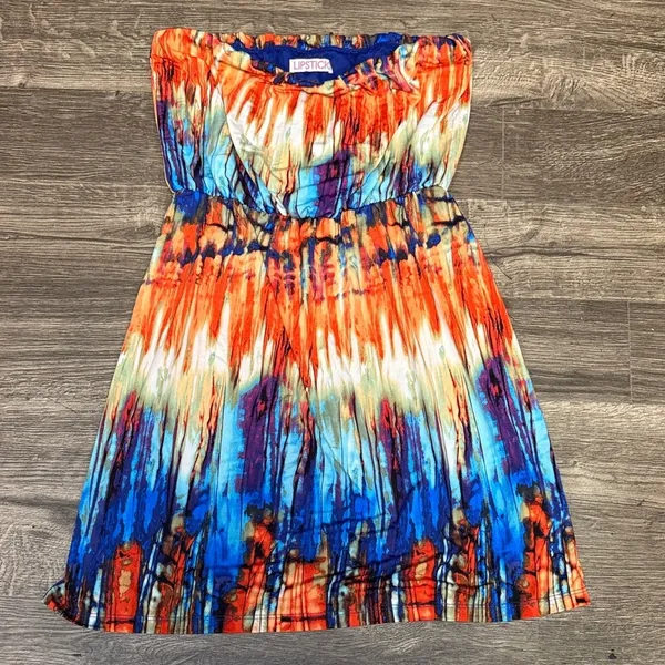 LIPSTICK Multicolor Strapless Dress Orange - Image 2