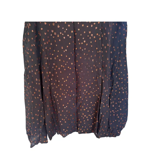 Madewell‎ Metallic Copper Clipdot Wrap Mini Dress Black Womens 12 NEW - Image 3