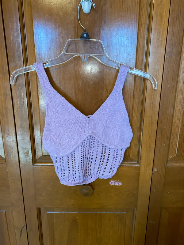 Cider Light Purple Lilac Knit Crop Tank - Image 2