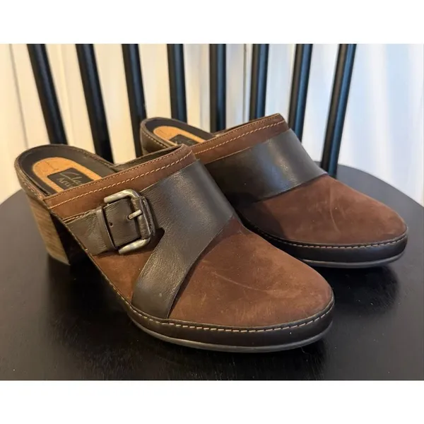 Clark’s Artisan grown leather buckle clog mules size 6.5 - Image 3