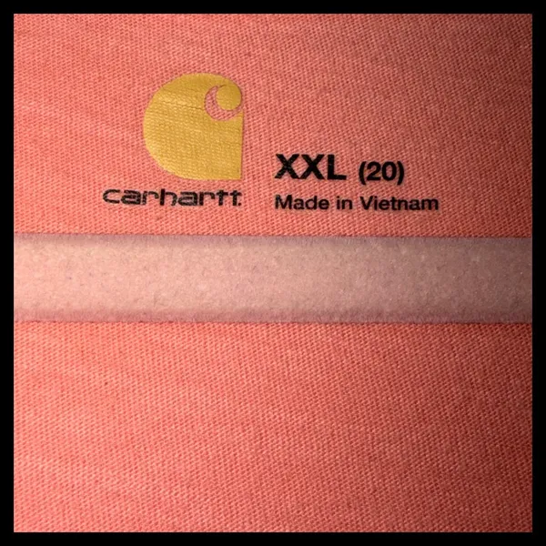 Carhartt Long Sleeve V-Neck Graphic‎ T-Shirt Women XXL Coral Studded Logo Casual - Image 2