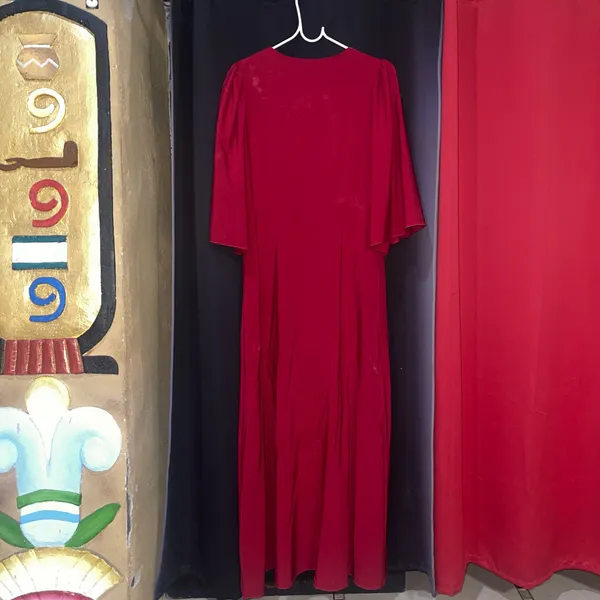 Red & Gold Long Dress Size M - Image 2