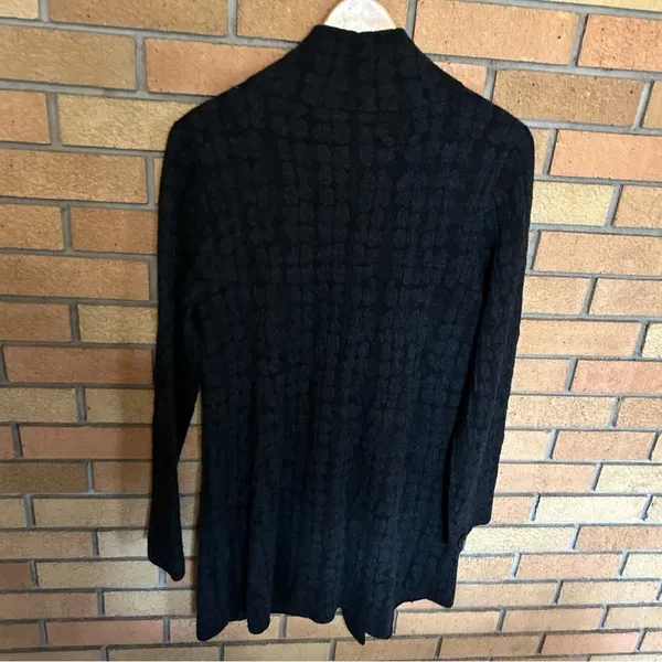 Eileen Fisher Black & Gray Button Down Wool Blend Cardigan Coat Sweater Size M - Image 2
