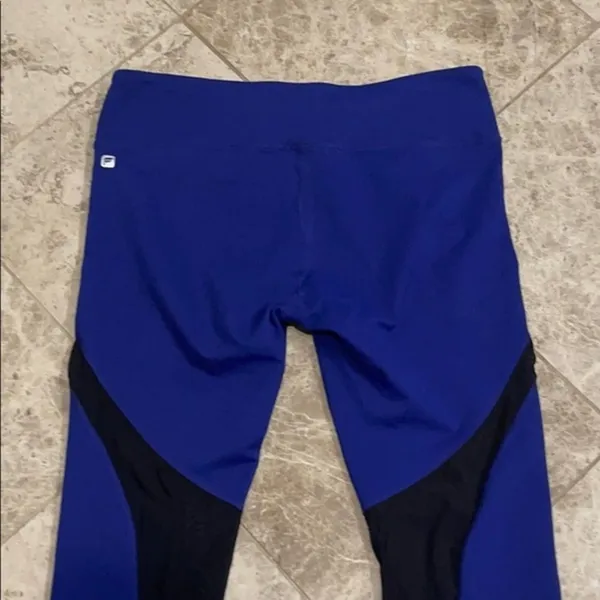 Fabletics Cherise Mid Rise Leggings Mesh Panel Athletic Medium Blue Black - Image 11