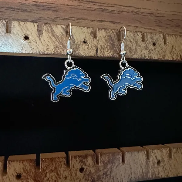 National Football League Blue Detroit Lions logo Earrings! - Image 3