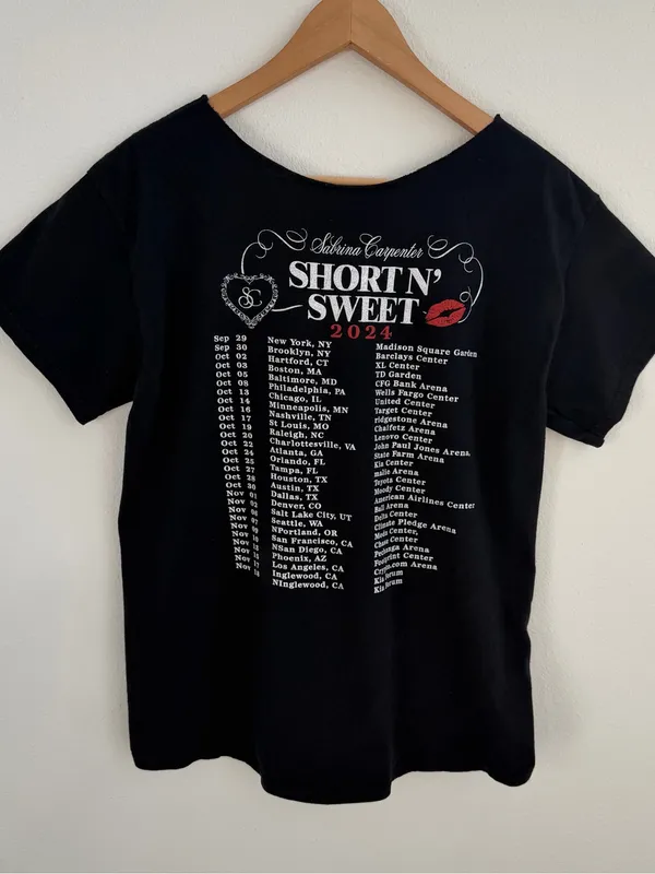 Sabrina Carpenter Short n’ Sweet Tour 2024 Graphic Off the Shoulder T-Shirt - Image 10
