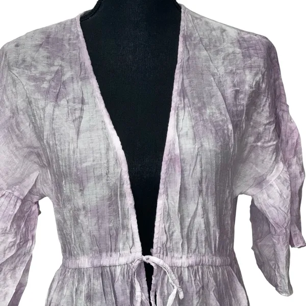 Easel Women's Kimono Purple‎ and White Marble Floor Length Size Small SS Beach - Image 2
