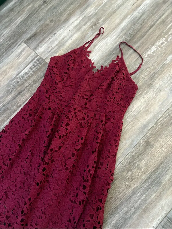 Astr the Label Lace A Line Burgundy Midi Dress Large - Image 5