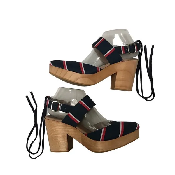 ‎Free People Monaco Boho navy striped wrap clog 39/9 - Image 4