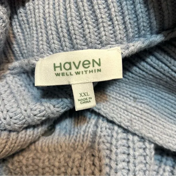 Talbots Haven Well Within Knit Button Up Mock Neck Sweater Blue XXL Fisherman - Image 7
