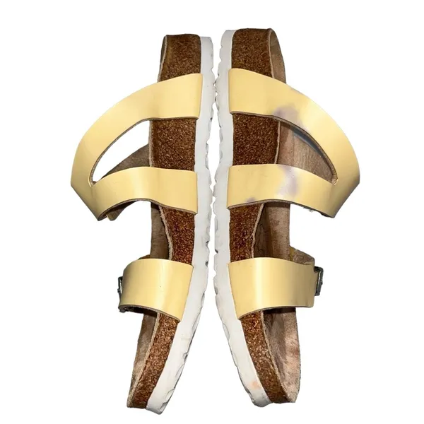 Birkenstock Birki’s Franca Popcorn Yellow Nubuck Leather Sandals size 8 narrow - Image 2