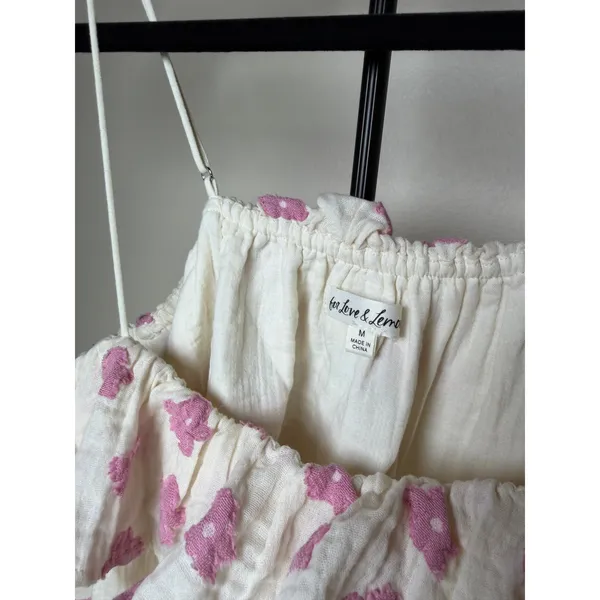 For Love and Lemons 100% Cotton Gauze Pink Floral Babydoll Mini Dress Size M - Image 3