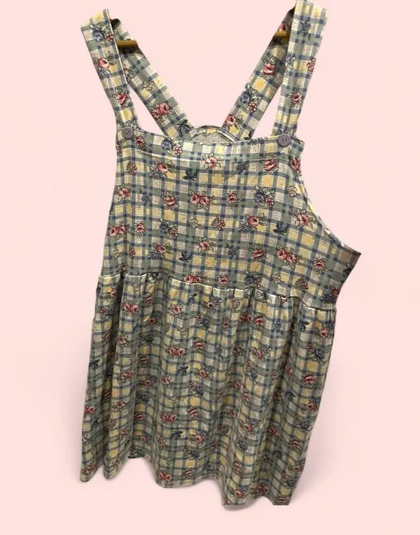 Cute vintage 80’s cottagecore granny floral windowpane jumper skirt mini - Image 2