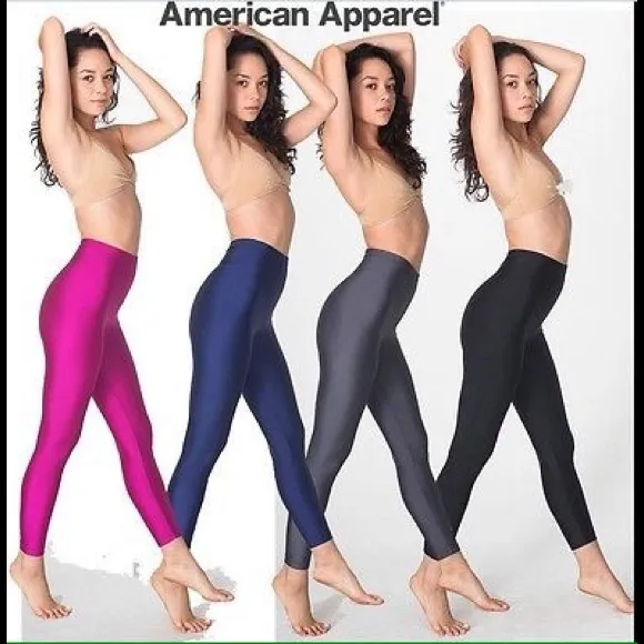 American Apparel Shiny Nylon Tricot Leggings Black Sz S Retail $34 - Image 4