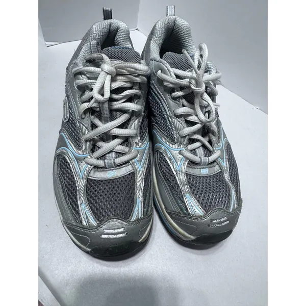 Skechers Shape-ups Womens 7 Silver Blue Rocker Bottom Walking Tennis Shoes Y2K - Image 2