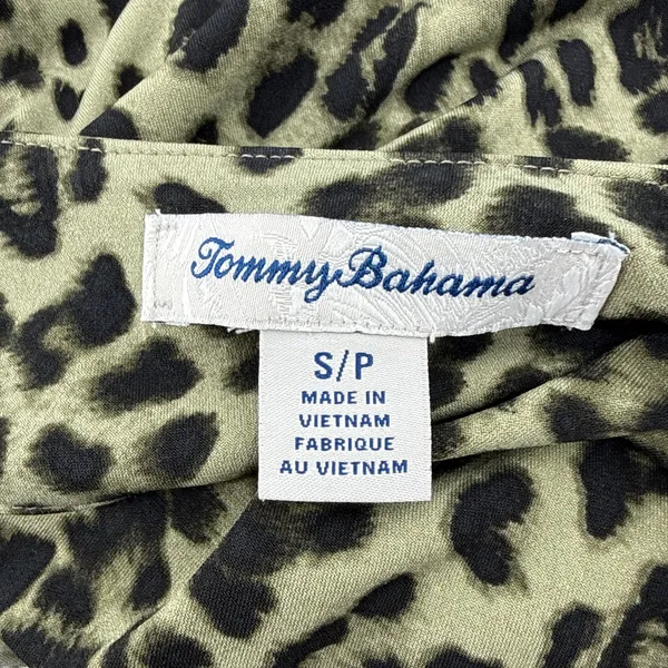 Tommy Bahama Clara Lovely Leo Faux Wrap Dress Small Olive Leopard Nylon‎ Spandex - Image 5