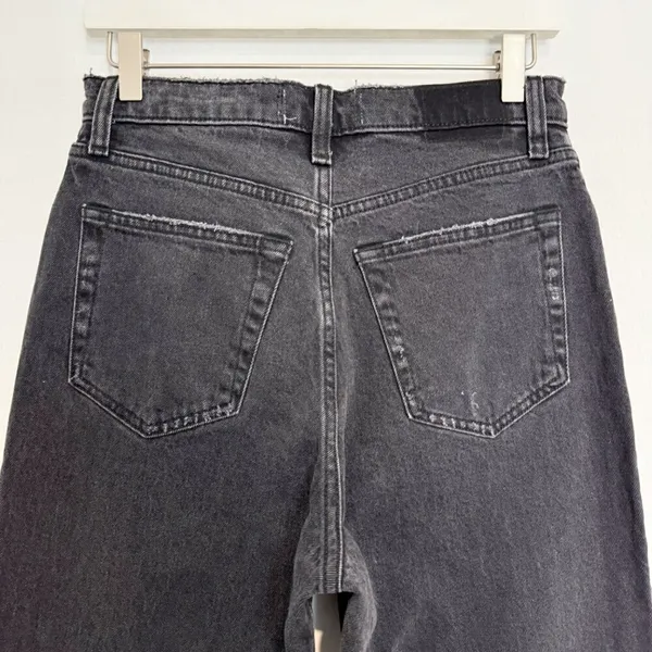 Abercrombie Ankle Straight Jeans Size 28 Black Denim Ultra High Rise Pant Grunge - Image 6