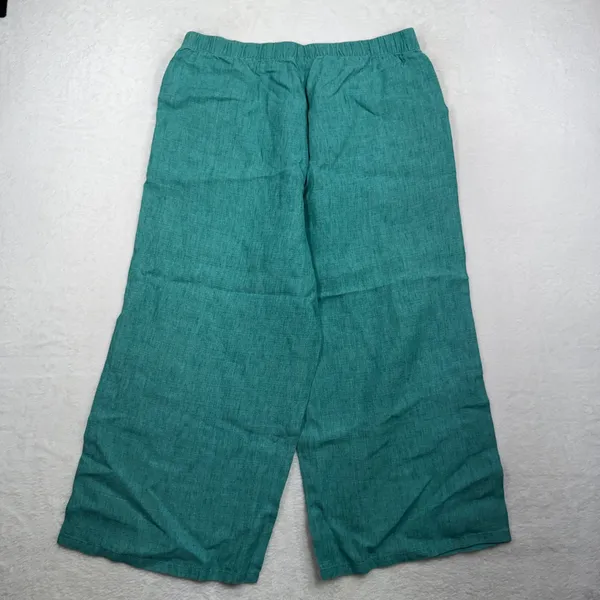 Eileen Fisher M Washed Organic Linen Delave Wide Leg Cropped Pants Relaxed - Image 7