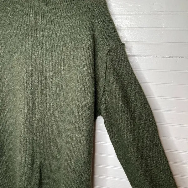 Topshop Women's Green Chunky Knit Mock Neck Oversized Sweater Size S US 4-6 - Image 10