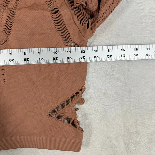 Out From Under Urban Outfitters Brown Shredded Seamless Crop Top ML 10208 - Image 3