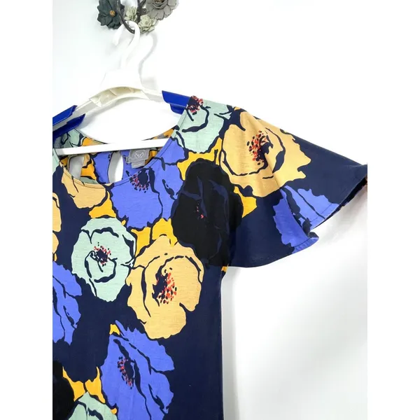 Anthropologie Vanessa Virginia Mina Dress Back Cutout Floral Shift Size Medium - Image 3