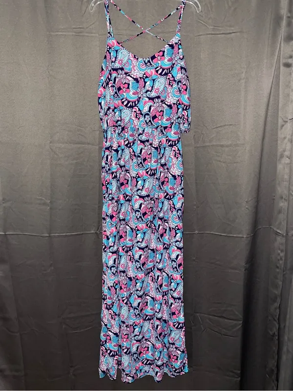 Altar'd State Navy, Pink & Aqua Paisley Maxi Dress - Image 5