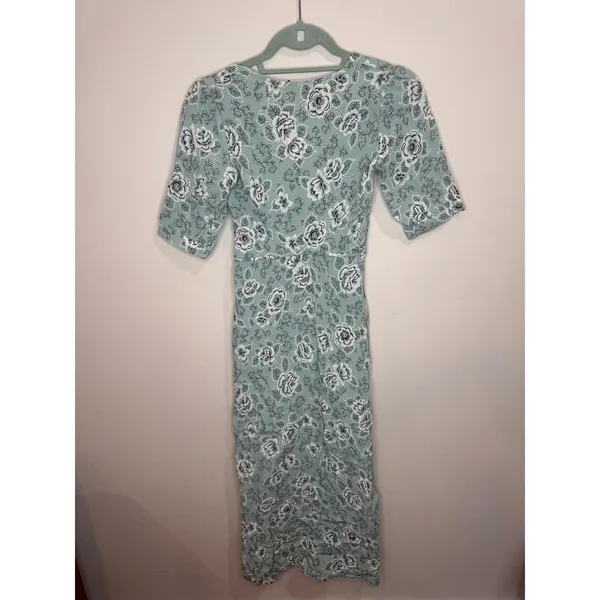 For Love & Lemons sage green black floral‎ button-down maxi dress Sz S - Image 2