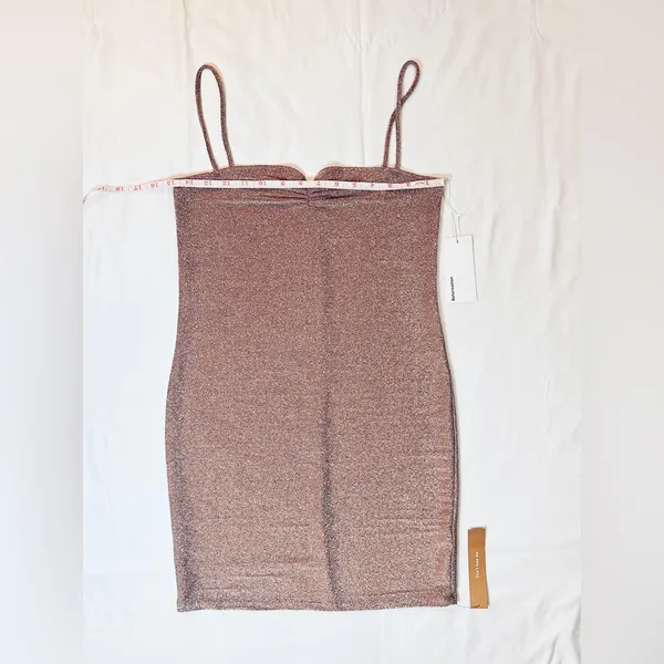 Reformation NWT Kyla Dress - Taupe Sparkle - M - Image 14