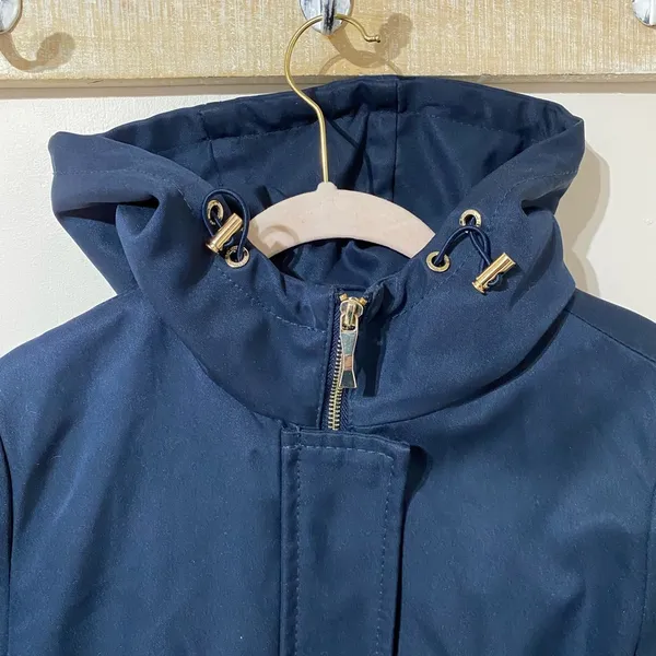 Kate Spade Hooded Jacket Scalloped Pockets Navy XS - Image 3