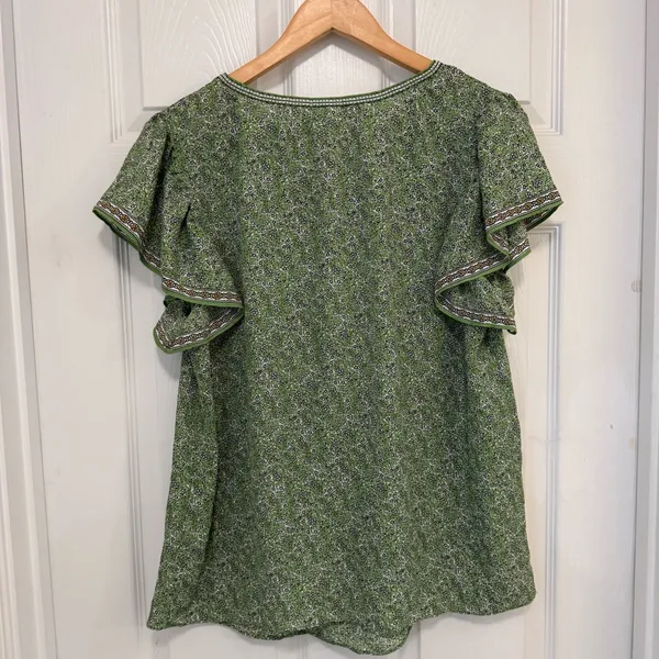 NWOT Max Studio Floral Tie Neck Butterfly Sleeve Blouse - Image 4