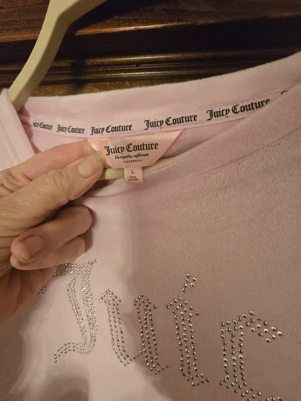Juicy Couture Pink Velvet Logo-Studded Track Pants And Top Large - Image 4