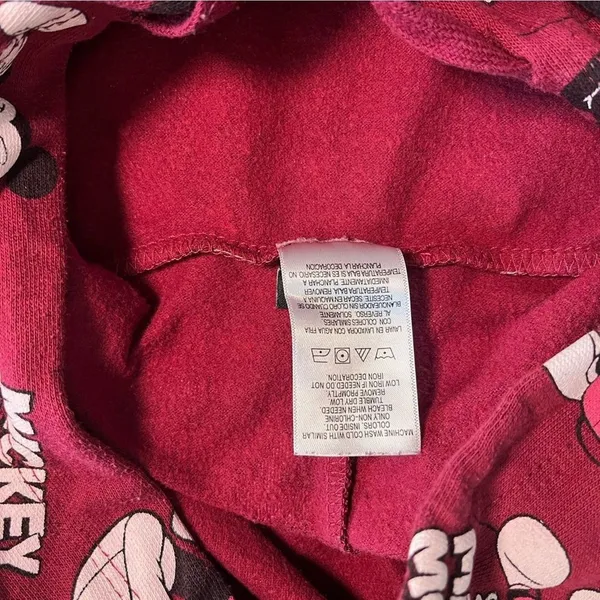 Disney Mickey Mouse Women’s Hoodie Cropped Burgundy Medium M Cotton Blend Casual - Image 6