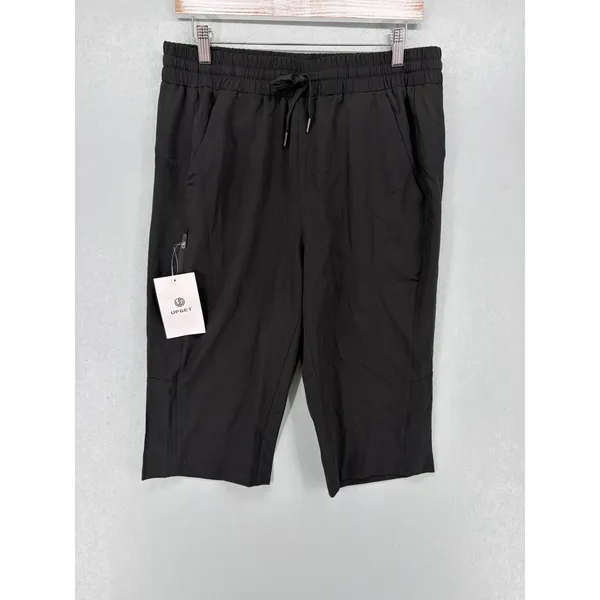 UPGET Womens Capri Pants Black Athletic‎ Drawstring Zipper Pockets L Size L - Image 2