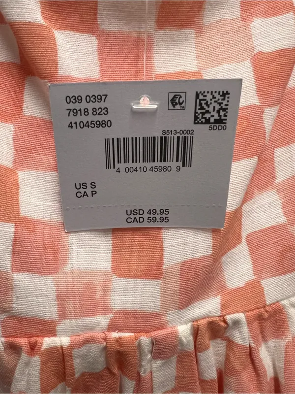 American Eagle Outfitters Coral and White Checkered Ruffle-Strap Romper - Image 6