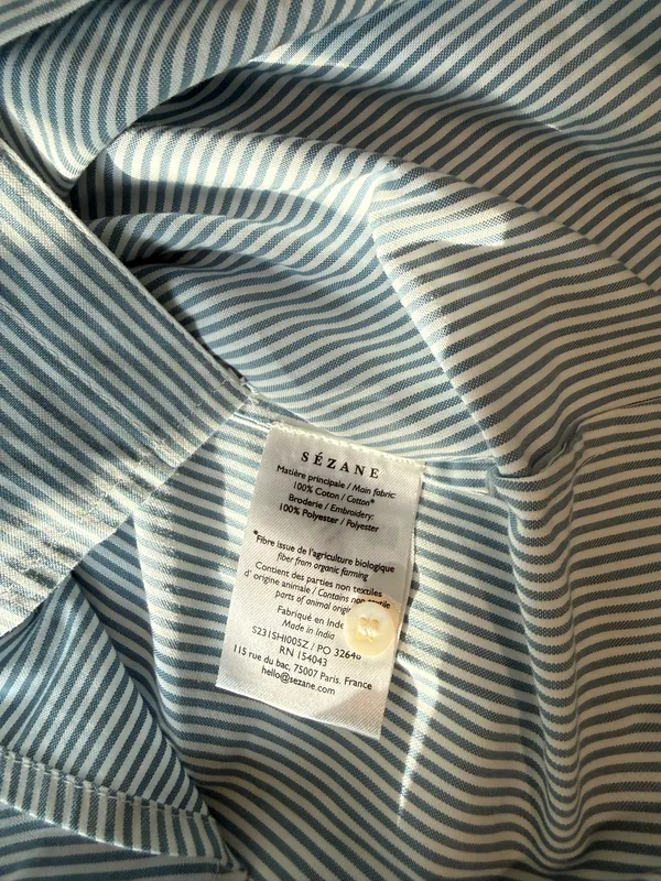 Sézane Chlo Shirt Stripes Ecru/Blue 34 - Image 6