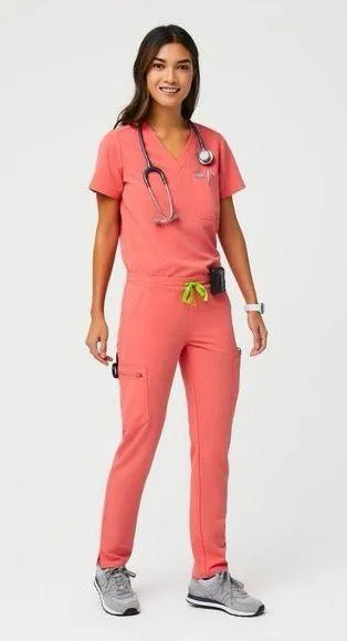 LIMITED EDITION Figs Hot Coral Catarina Scrub Top - Image 4