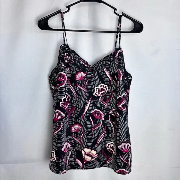 Daniel Rainn Anthropologie Floral Eyelet Cami Tank Top Black Pink Size Small S - Image 3
