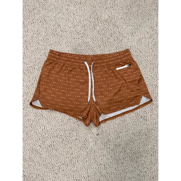 Vuori Clementine Brown Arrow Print Running Shorts Drawstring Lined XL Gorpcore - Image 11