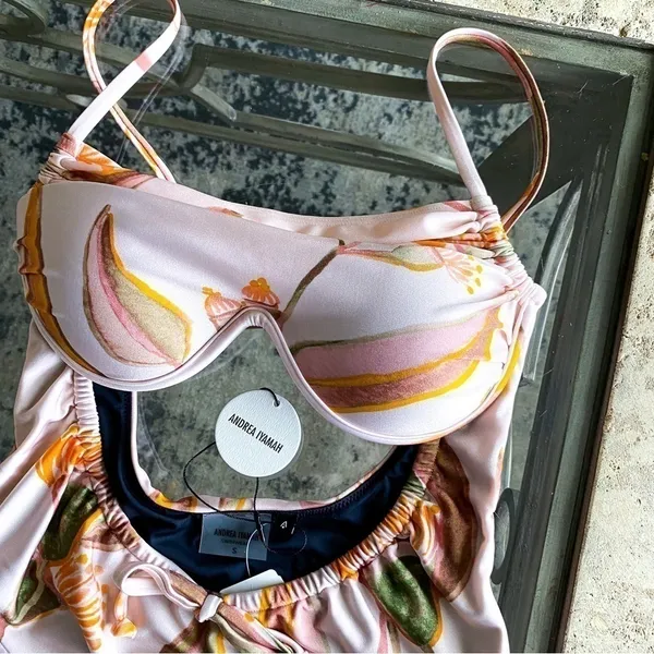 Andrea Iyamah Swimsuit Tiaca One-Piece Floral Cutout‎ Eucalyptus Small NWT - Image 4