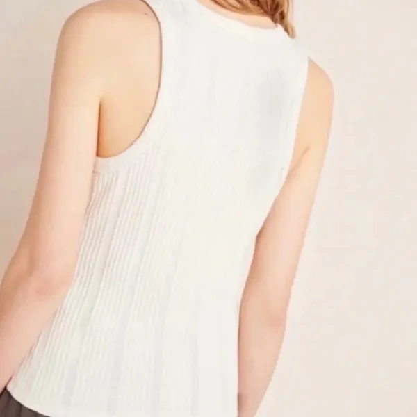 Anthropologie Cream Rib Knit High Neck Tank - Image 11