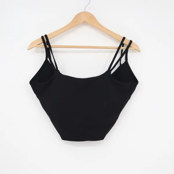 Black Cropped Tank Top Cami Double Strap Size L Size L - Image 2