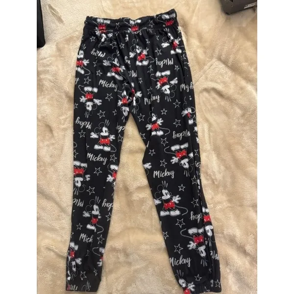 Disney Mickey Mouse PJ Pants Womens Medium Black Star Print Jogger Sleepwear (D) - Image 2