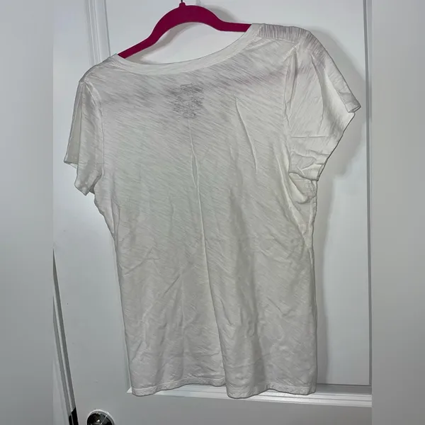 Patagonia Women’s White V-Neck Mesh Short Sleeve Basic Casual T-Shirt Size Large - Image 7