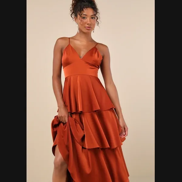 Lulus Going With Elegance Rust Tiered Maxi Dress - Image 3