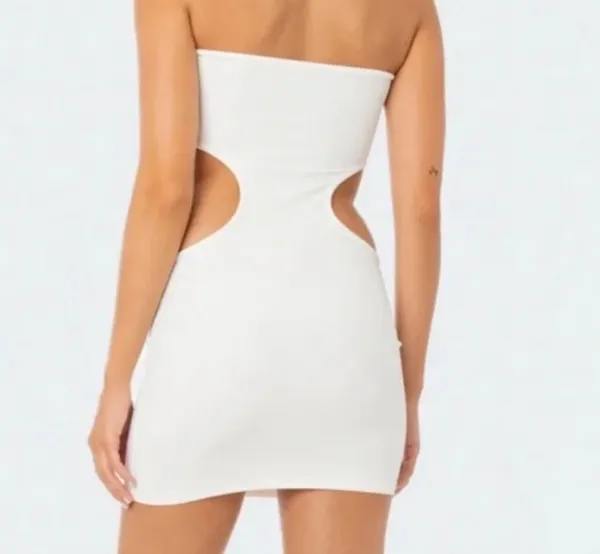 Edikted Moxie Cut-Out Strapless Dress White - Image 2